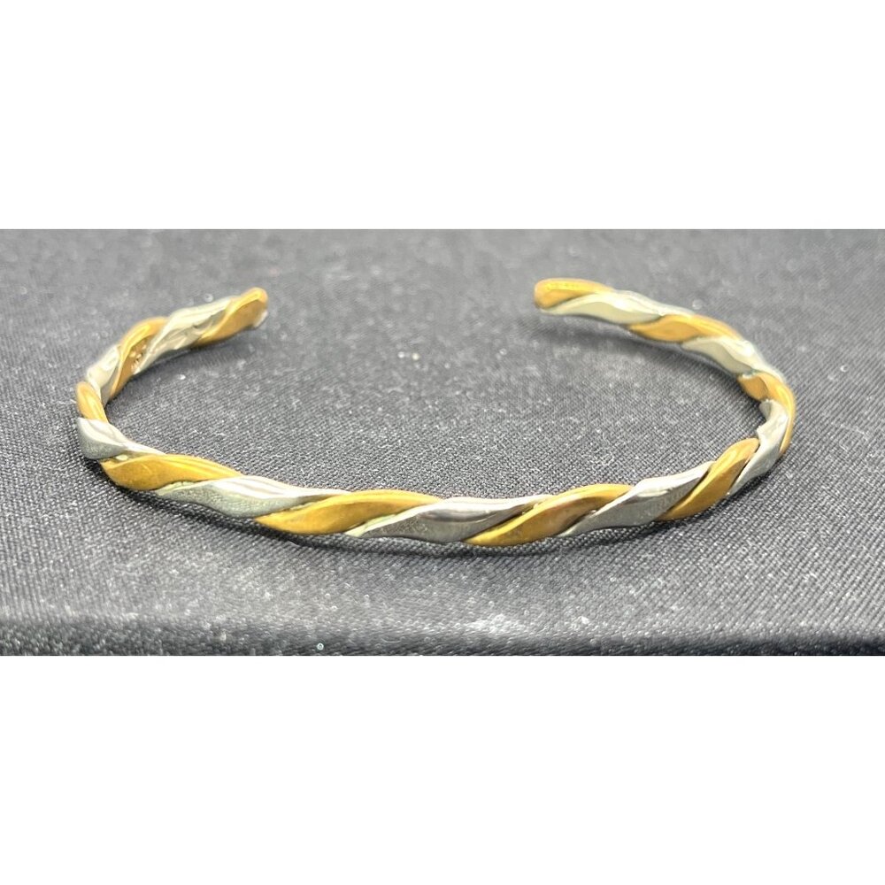 Sergio Lub Golden Ivy Copper & Silvertone Cuff Bracelet Vintage